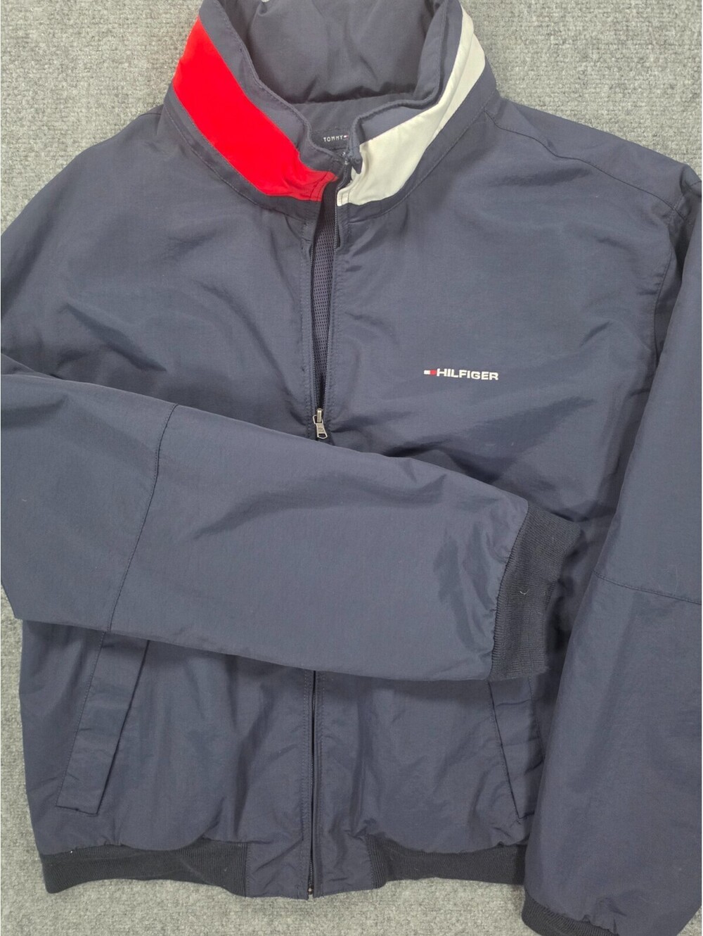 Vintage Tommy Hilfiger Men's Jacket XXL Windbreaker Navy Red White 90s Y2K Coat
